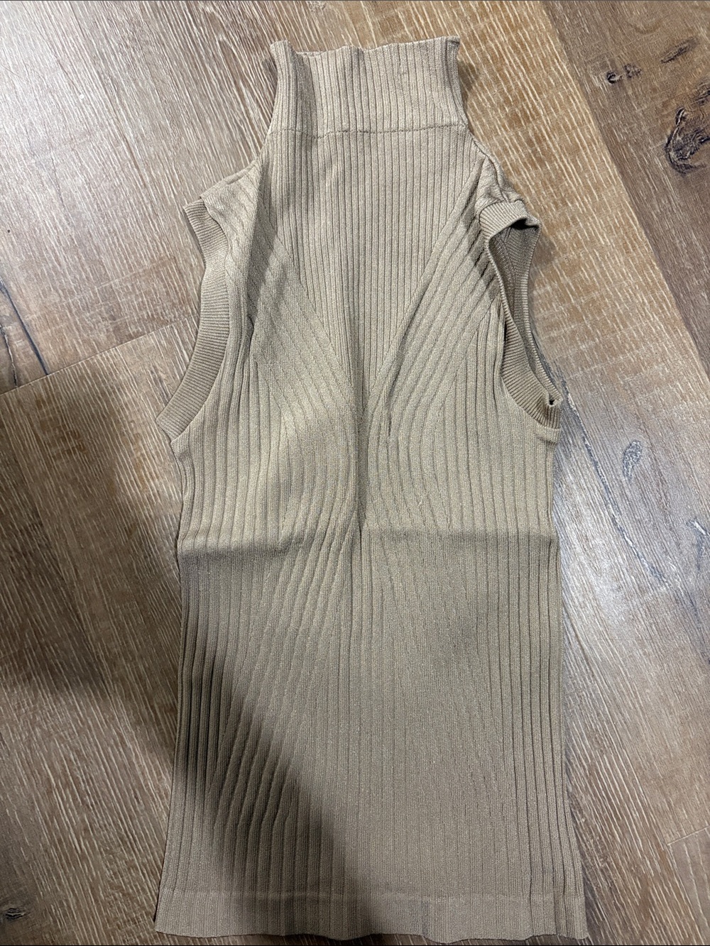 Aura Ribbed Mock Neck Tank Top in Tan